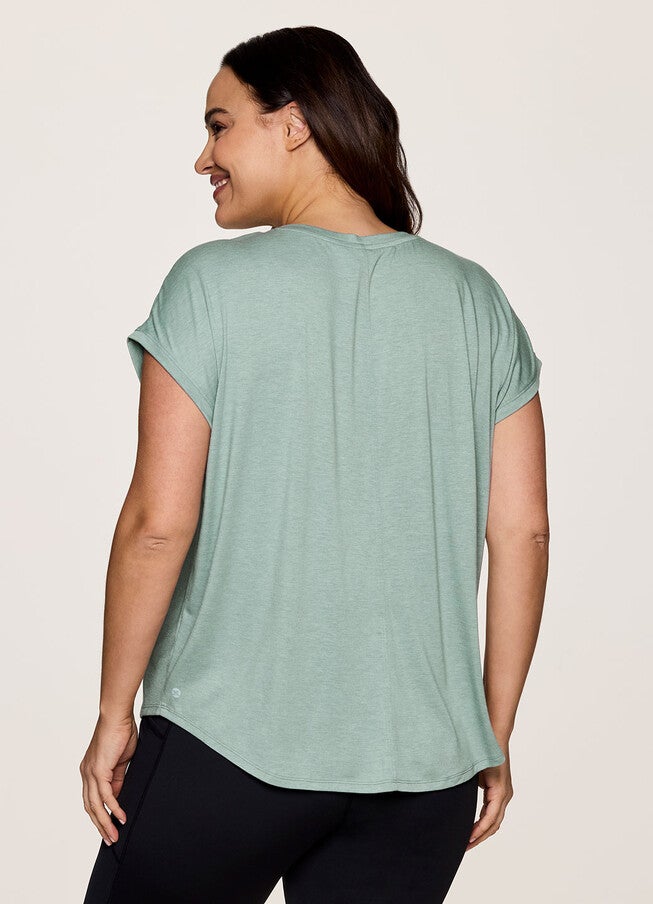Plus Breezy Hi Low Tee, Sea Glass / Sage Green, alternate image number 1