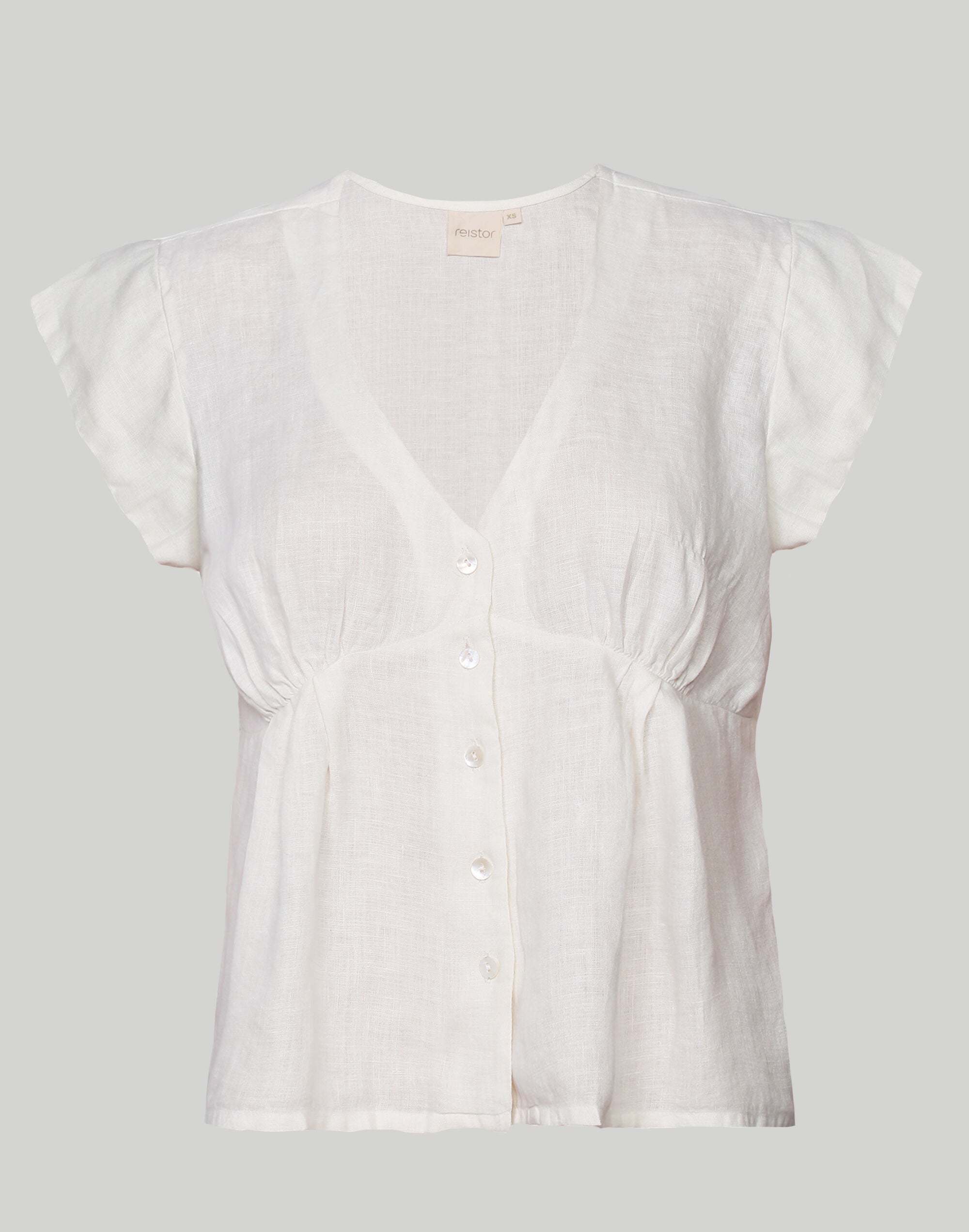 Deep V-neck short top, Shell Offwhite / White, alternate image number 5