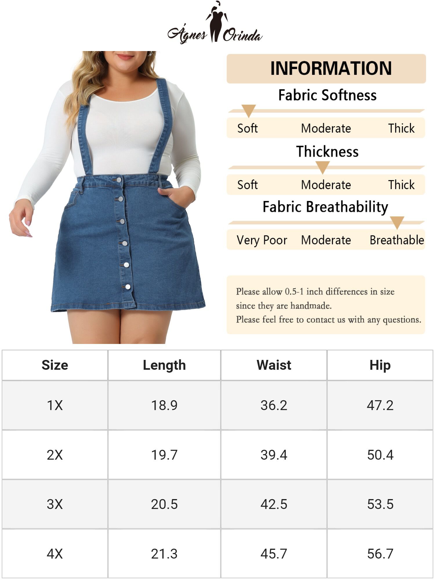 Suspender Skirt Adjustable Strap Cross Back Mini Denim A-Line Overall Dress, Blue / Chambray Denim Medium, alternate image number 4