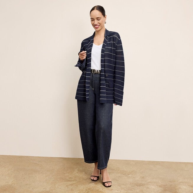 Cody Boyfriend Jardigan - Dot Jardigan Knit, Dark NavyIvory / Navy, alternate image number 4