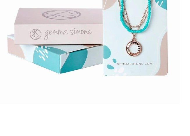 LAYERED BEADED NECKLACE, Rose Gold Aqua / Aqua, hi-res image number 0