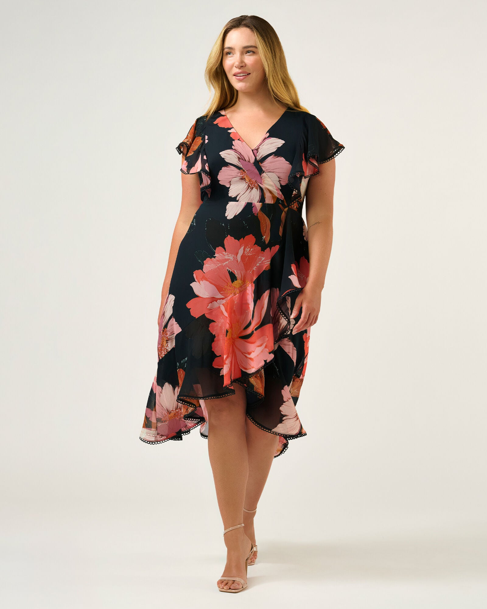Elena Wrap Front Dress, NavyPeony / Navy, hi-res image number 0