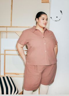 Rolled Short Sleeve Hem Top