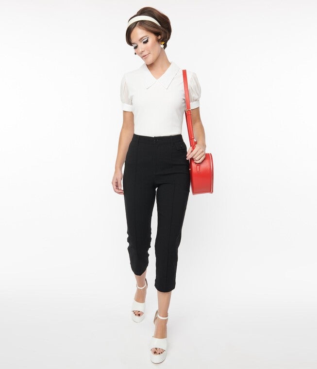Smak Parlour Black Pintuck Capris, Black / Black, alternate image number null