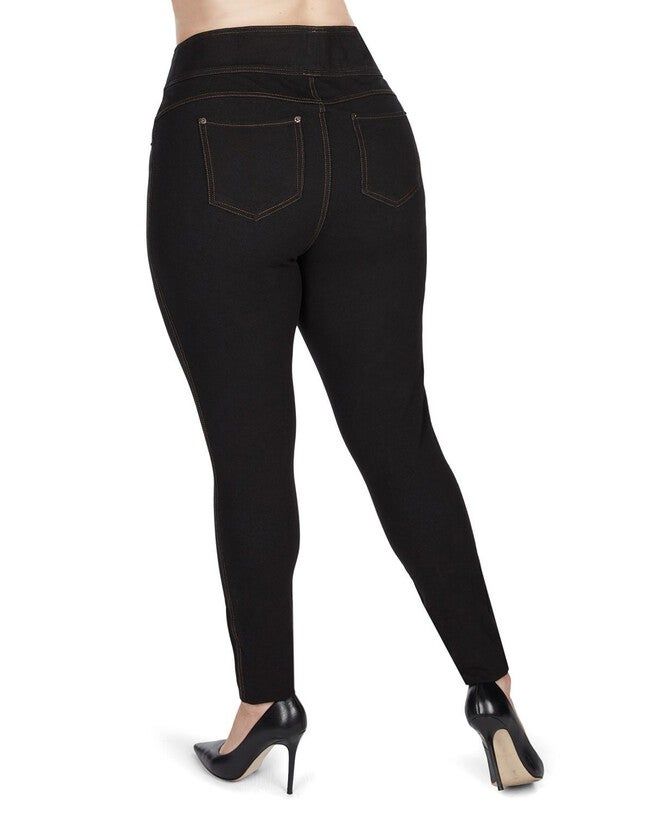 Cotton Blend Denim Shaping Jean Leggings, Black / Black, alternate image number 2