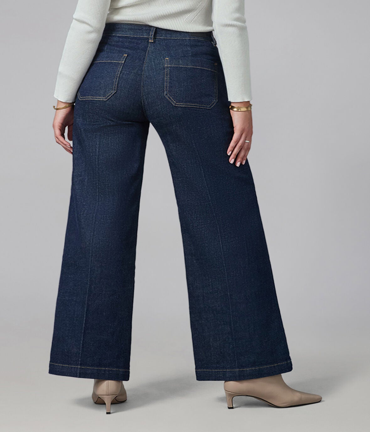 MILAN-DRW High Rise Wide Leg Jeans, Dark Rinse Wash / Navy, alternate image number 1
