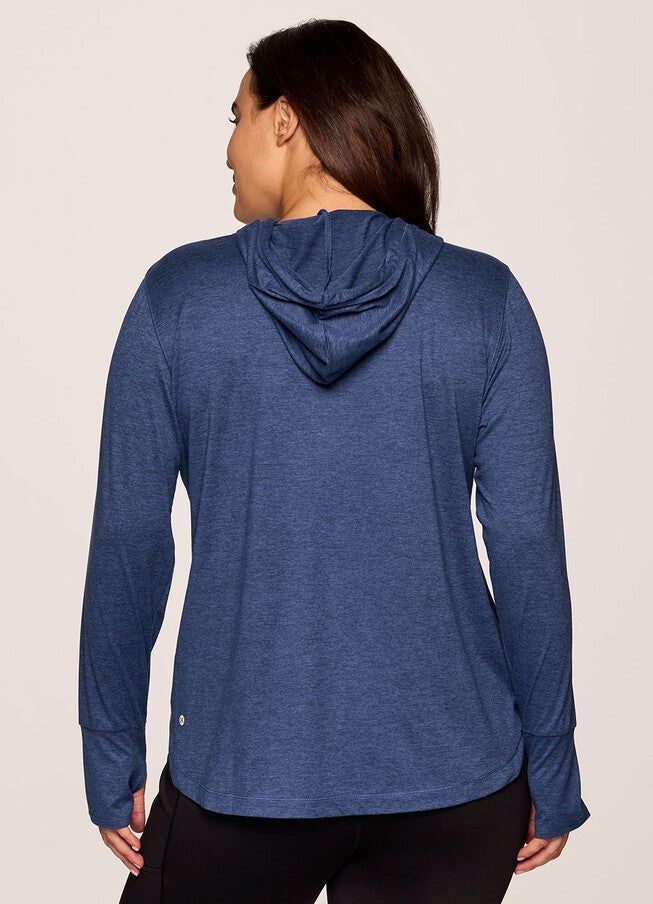 Studio Breathe Super Soft Hoodie Tunic, Blue / Light Blue, alternate image number null