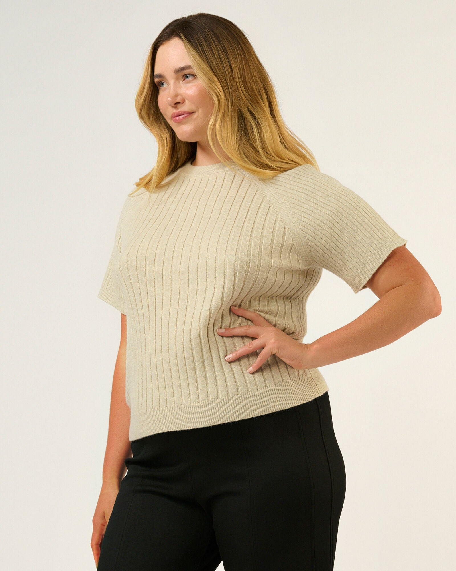 Sera Ribbed Knit, Oat / Beige, alternate image number 2