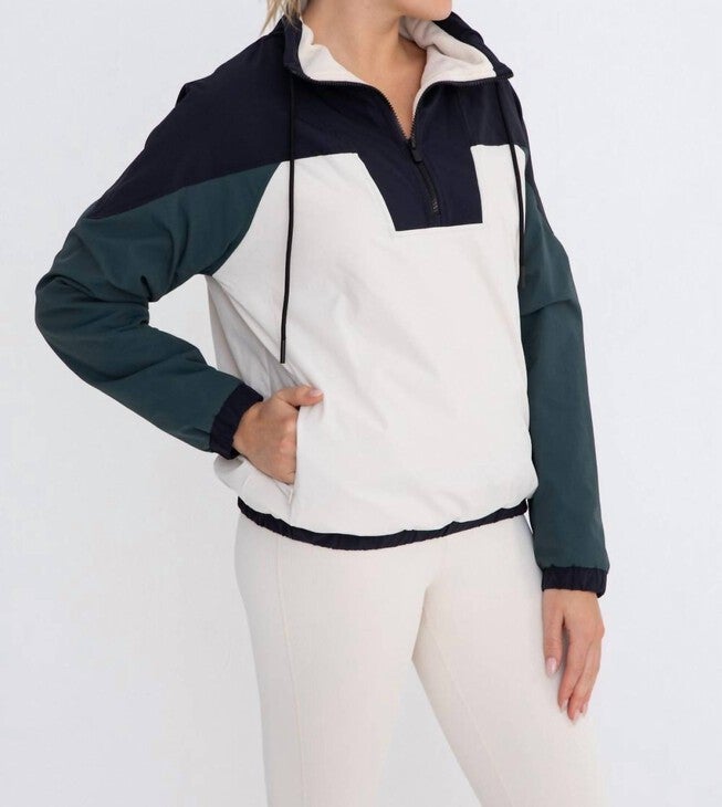 DASH COLOR BLOCK 1/4 ZIP PULLOVER JACKET, Green / Forest Green, alternate image number 1