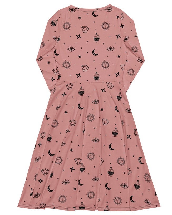 Cosmic Alchemy Long Sleeve Midi Dress, Pink / Pink, alternate image number 1