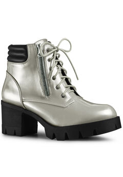 Platform Ankle Boots Lace Up Chunky Heel Combat Boots