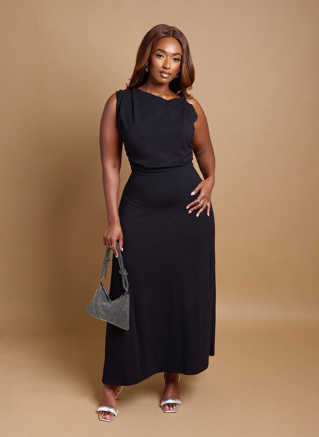 DELILAH KNOTTED A LINE MAXI DRESS, Black / Black, alternate image number 1