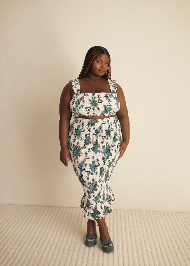 Ruched Floral Midi Skirt, , alternate image number 4