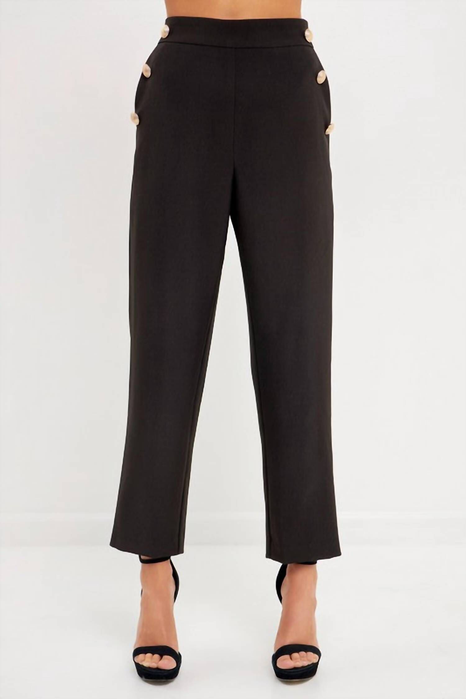 Keep It Classic High Waisted Trousers In Black, Black / Black, hi-res image number 0