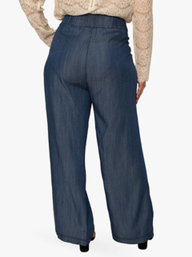 Ivy Plus Size High Rise Wide Leg Tencel Pants, Dark Indigo / Navy, alternate image number 3