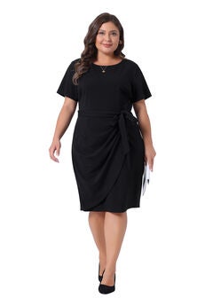 Belted Tie Pencil Bodycon Wear to Work Dress