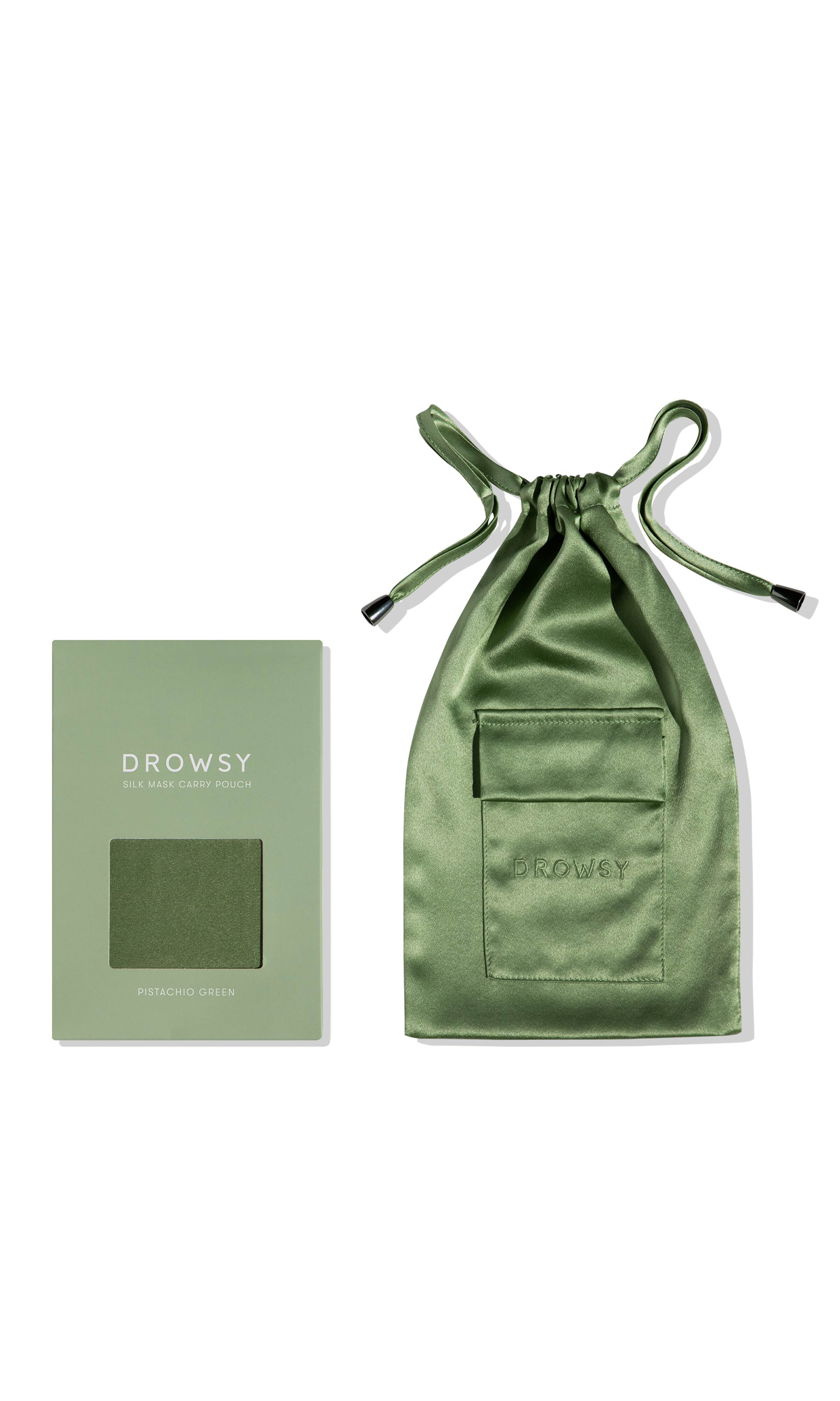 Silk Eyemask Carry Pouch, Pistachio Green / Sage Green, hi-res image number 0