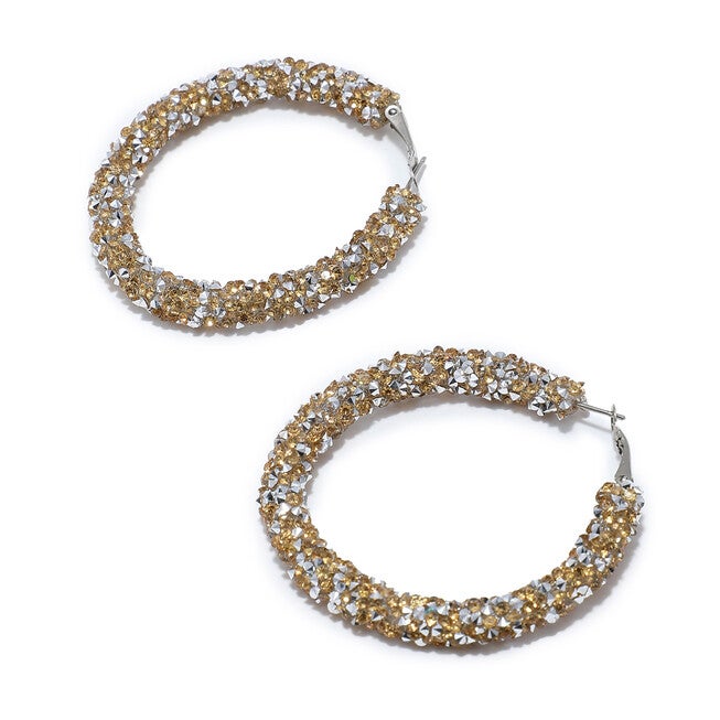 SOHI Women's Frosted Hoop Earrings, Gold / Gold, alternate image number null