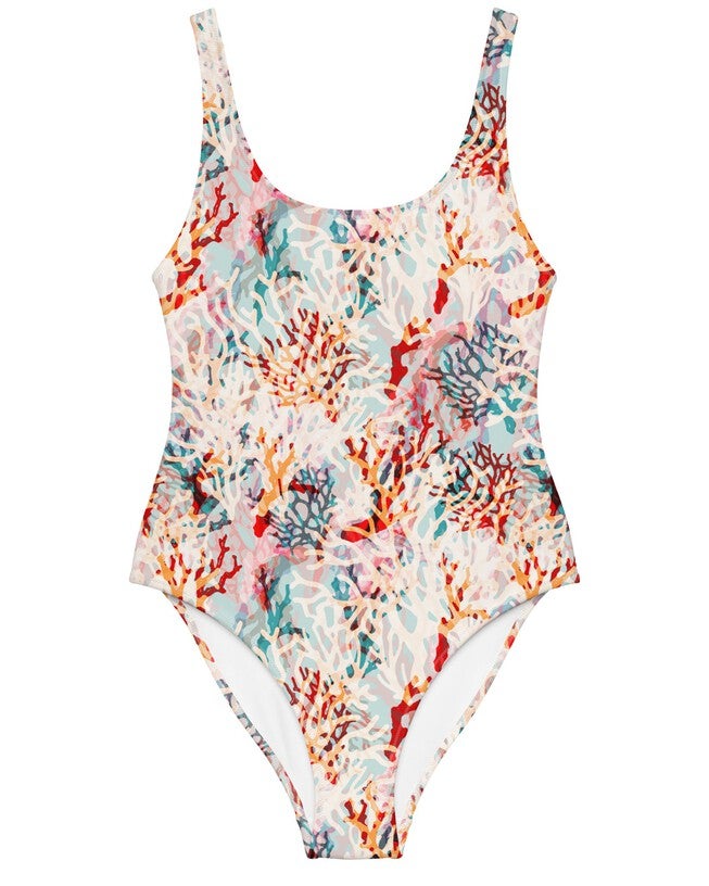 Coral Dream One-Piece Swimsuit, Pastel Multi / Light Blue, alternate image number 2