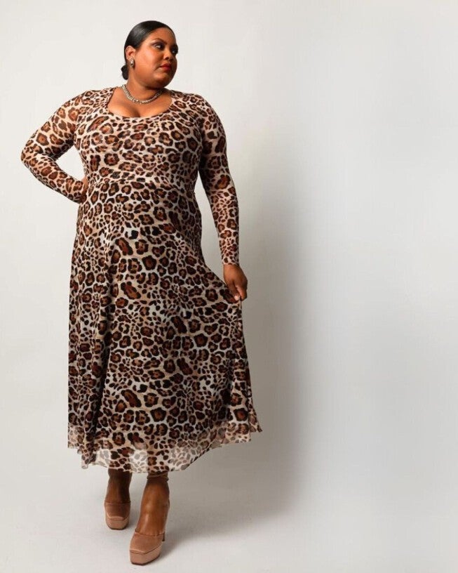 The Graham Mesh Midi Dress in Leopard, , alternate image number 2