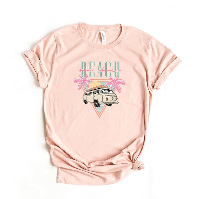 Beach Van Triangle Short Sleeve Graphic Tee, Blush / Pink, hi-res image number null