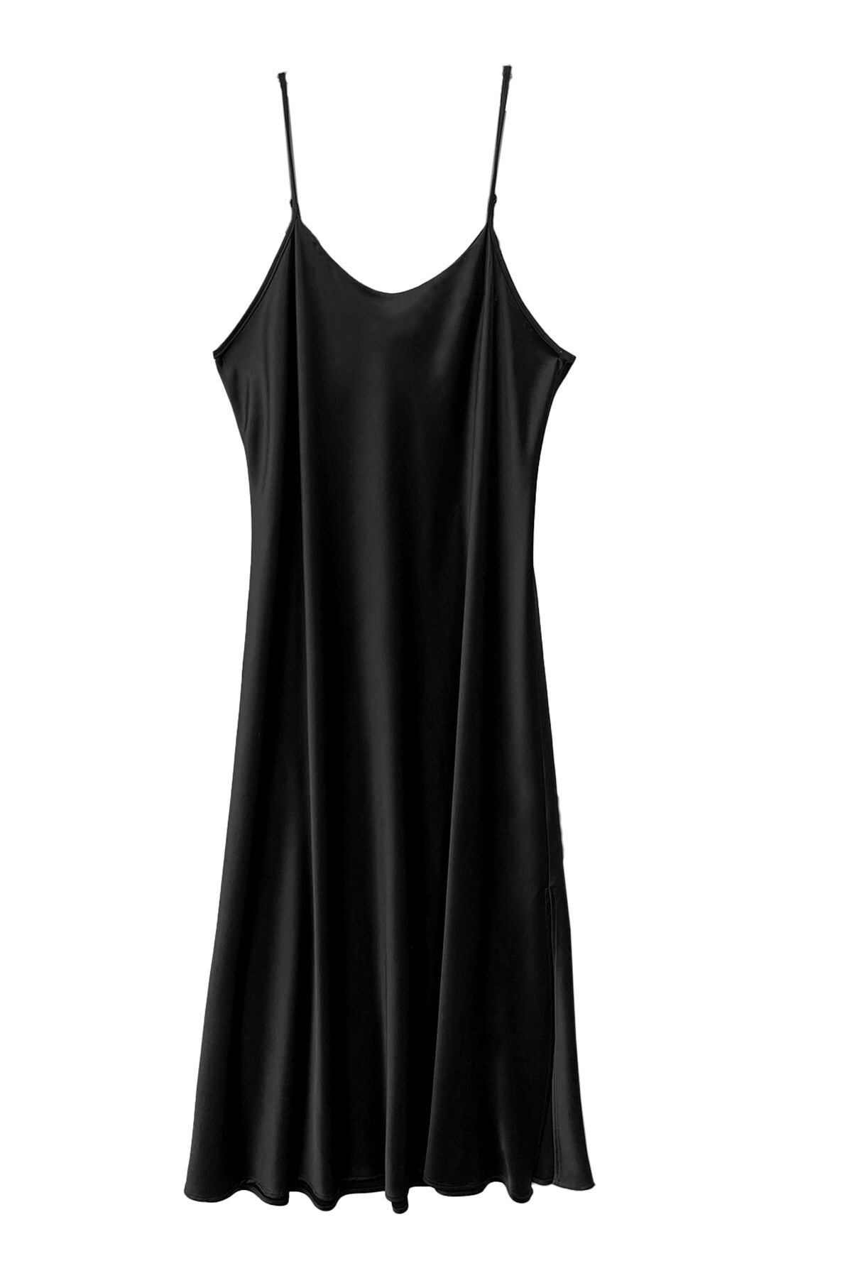 Leah Easy Satin Maxi Slip Dress, BLACK / Black, hi-res image number 0