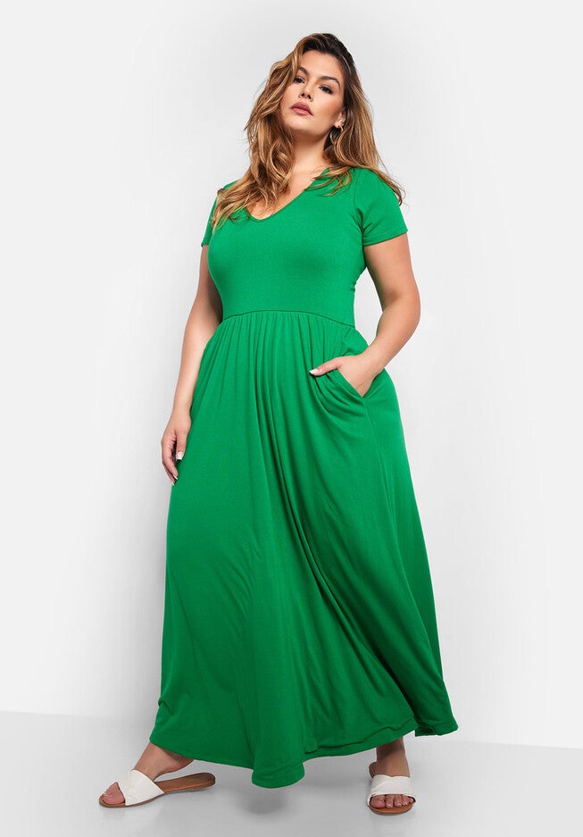 Essential Scoop Neck Maxi Skater Dress, Green / Kelly Green, hi-res image number 0