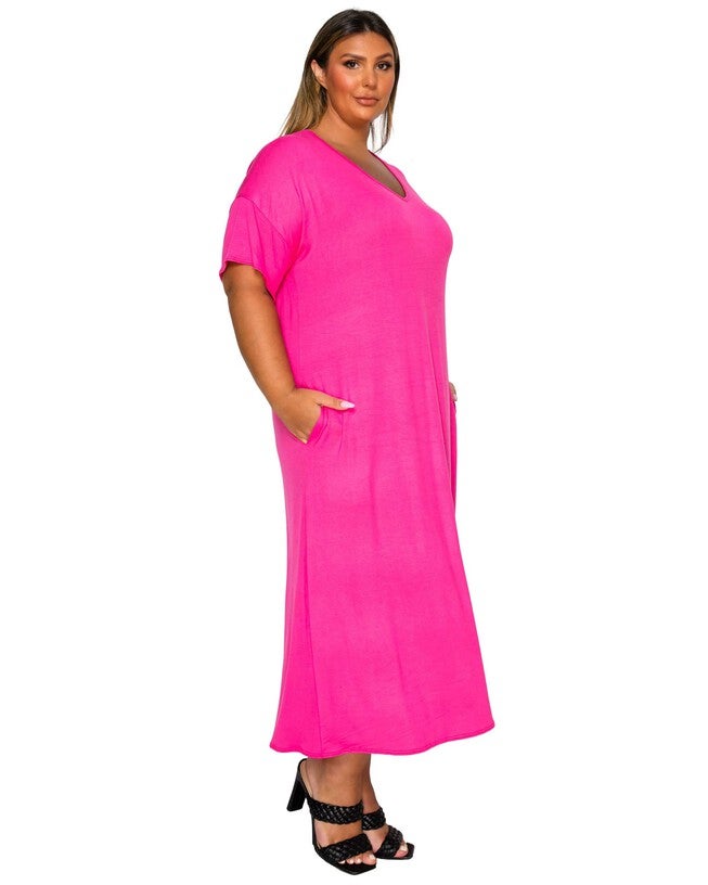 Olivia Pocket Midi Dress, Hot Pink / Pink, alternate image number 1