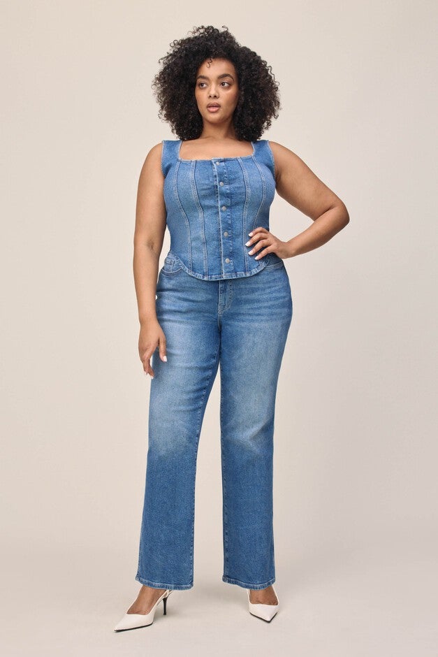 SAT PLUS - 90'S STRAIGHT JEANS | HIGH ROAD, HIGH ROAD / Dark Wash, alternate image number 3