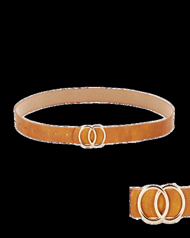 Double Circle Buckle Belt Brown, BROWN / Brown, hi-res image number 0