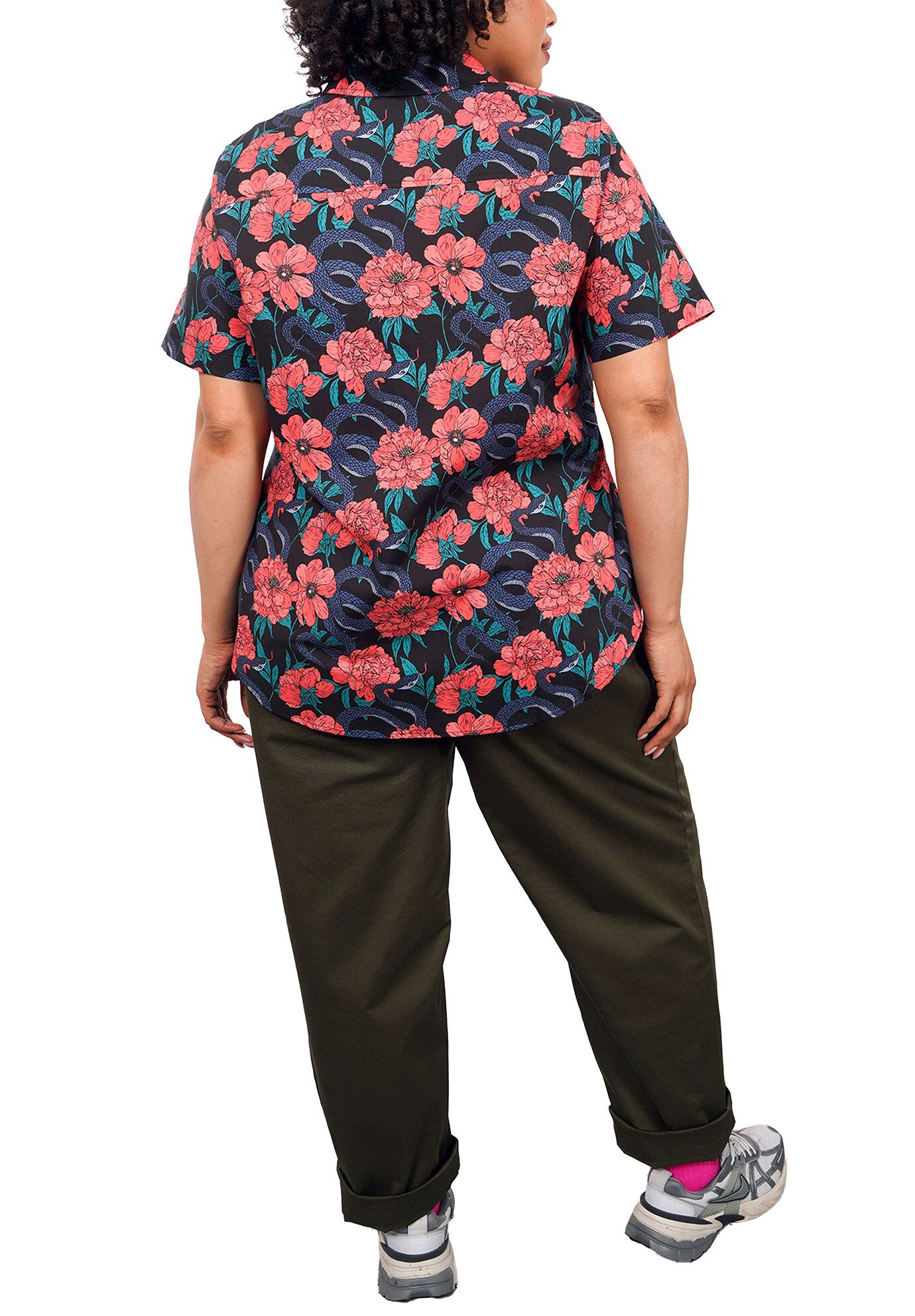 The Essential Button Up, GARDEN SNAKE WATERMELON / Pink, alternate image number 2