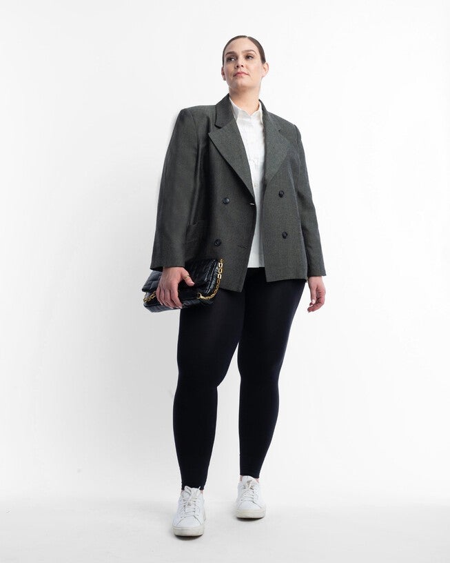 The Davis Double Breasted Blazer in Herringbone, Herringbone / Charcoal Grey, alternate image number null