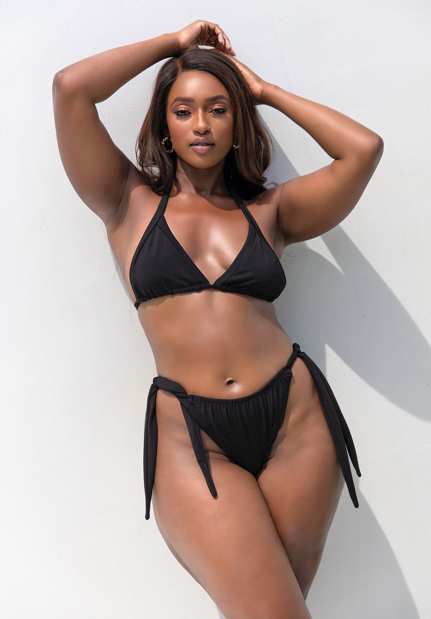 Essential Triangle Swim Top, Black / Black, alternate image number 1