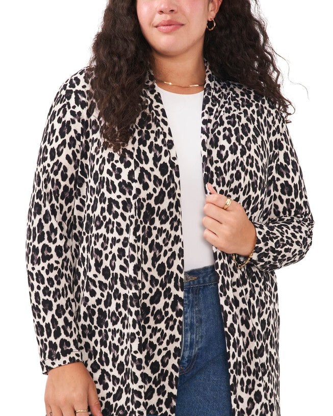 Devyn Leopard Open Front Cardigan, DARK PEWTER / Black, hi-res image number null