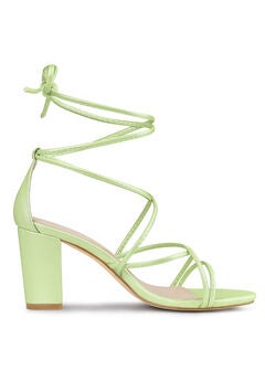 Strappy Lace Up Chunky Heeled Heels Sandals