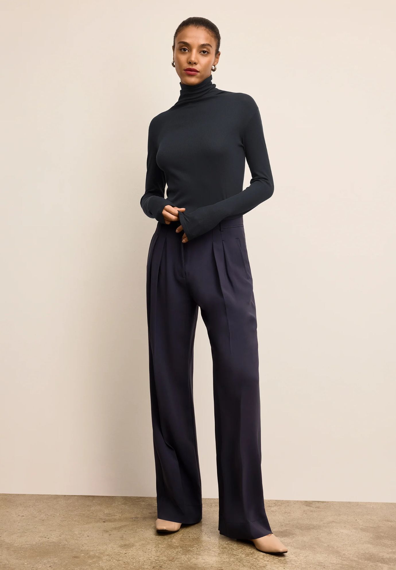 Axam Layering Turtleneck - Organic Ribbed Pima Cotton, Dark Navy / Navy, hi-res image number 0