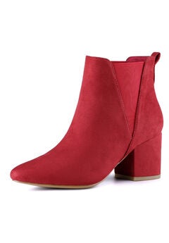 POINTED TOE MID BLOCK HEEL CHELSEA BOOTS