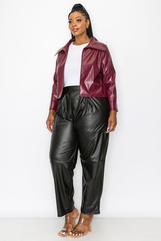 RYDER CROP VEGAN LEATHER JACKET, , alternate image number 5