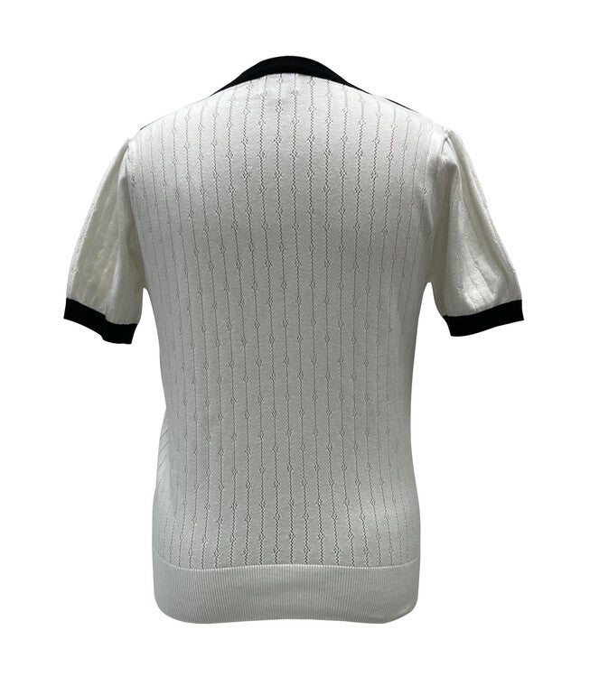 Unique Vintage Ivory & Black Neck Tie Park City Sweater, , alternate image number null