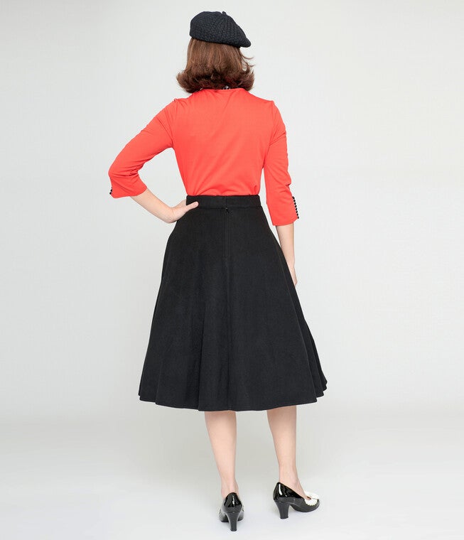 Unique Vintage Black & Mushroom Soda Shop Swing Skirt, , alternate image number 6