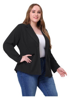 NOTCHED LAPEL V NECK WORK SUIT BLAZER