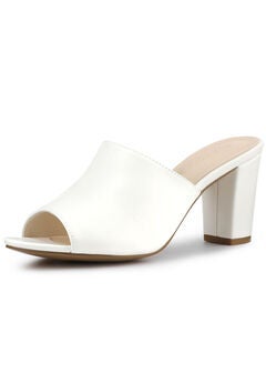 Slip On Block Heel Slide Sandals