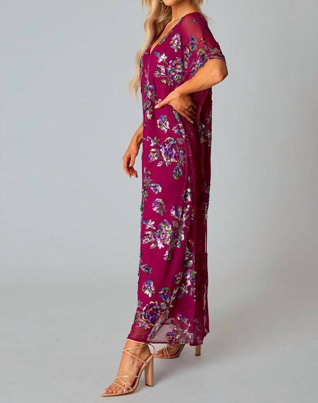 ATLAS SEQUIN CAFTAN IN RED SANGRIA, , alternate image number null