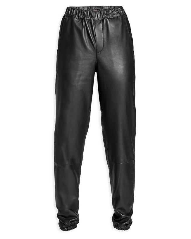 THE UPCYCLED LEATHER JOGGERS, Black / Black, alternate image number null