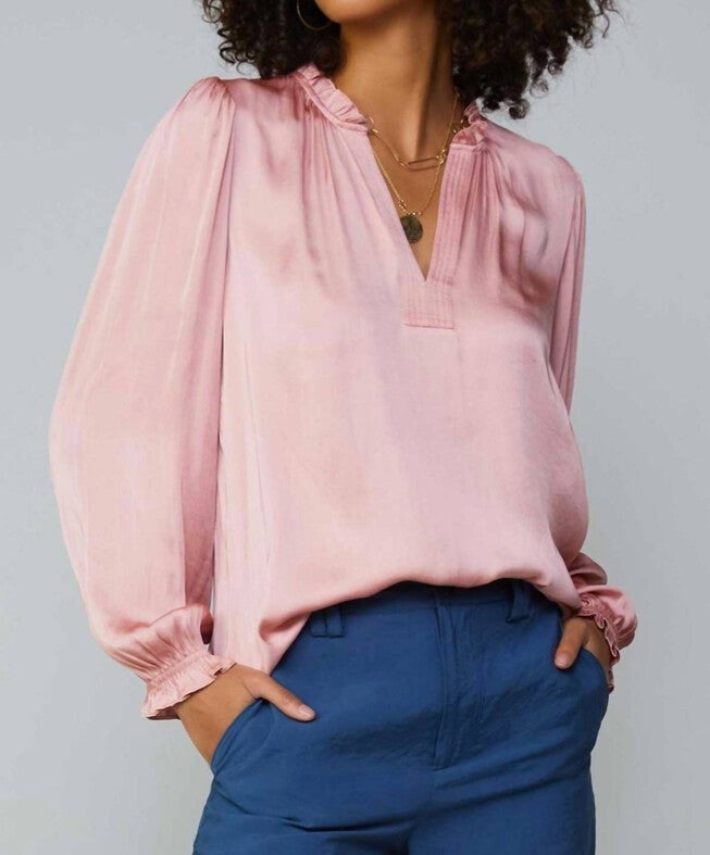 VIENNA LONG SLEEVE BLOUSE IN DUSTY BLUSH, Dusty Blush / Pink, alternate image number null