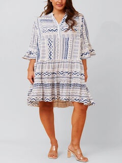 Louise Dress Geo Aztec Print V-Neck