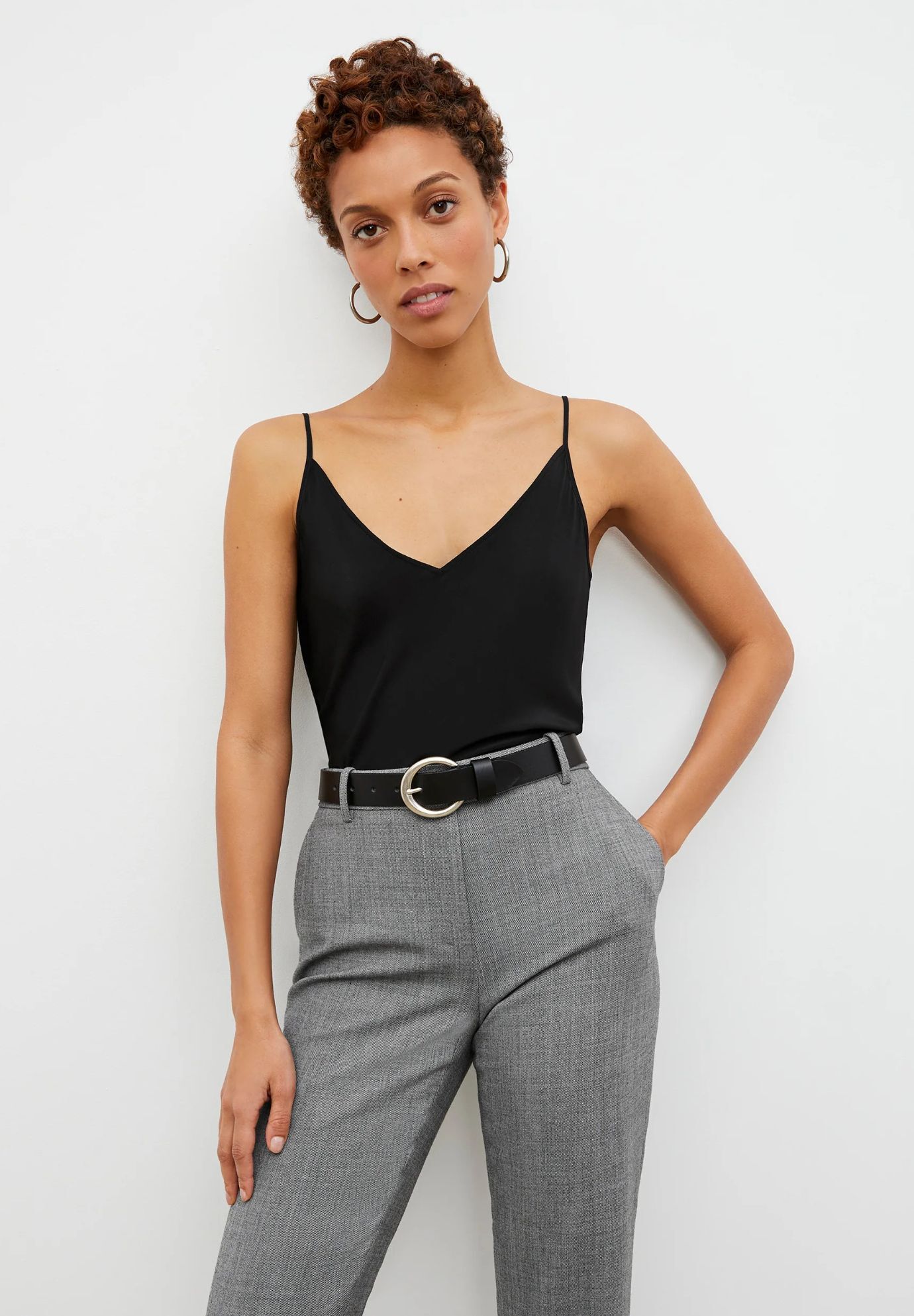 Lisey Cami - Washable Silk, Black / Black, alternate image number 1