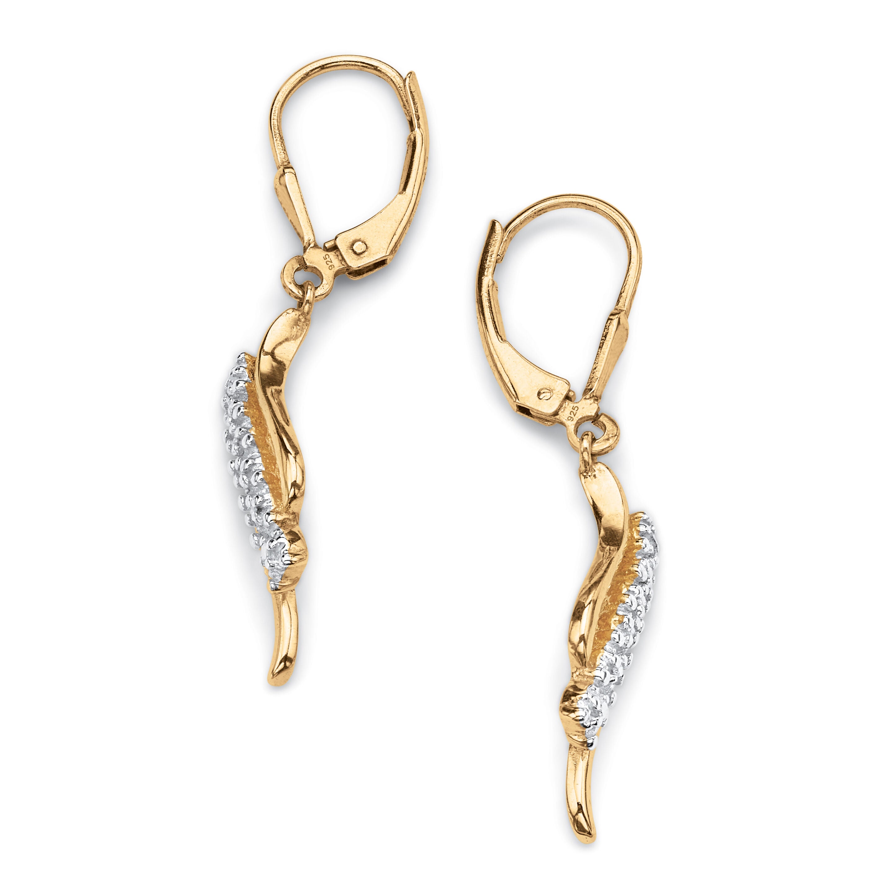 Diamond Accent Waterfall Drop Earrings in 14k Gold-plated Sterling Silver, , alternate image number 5
