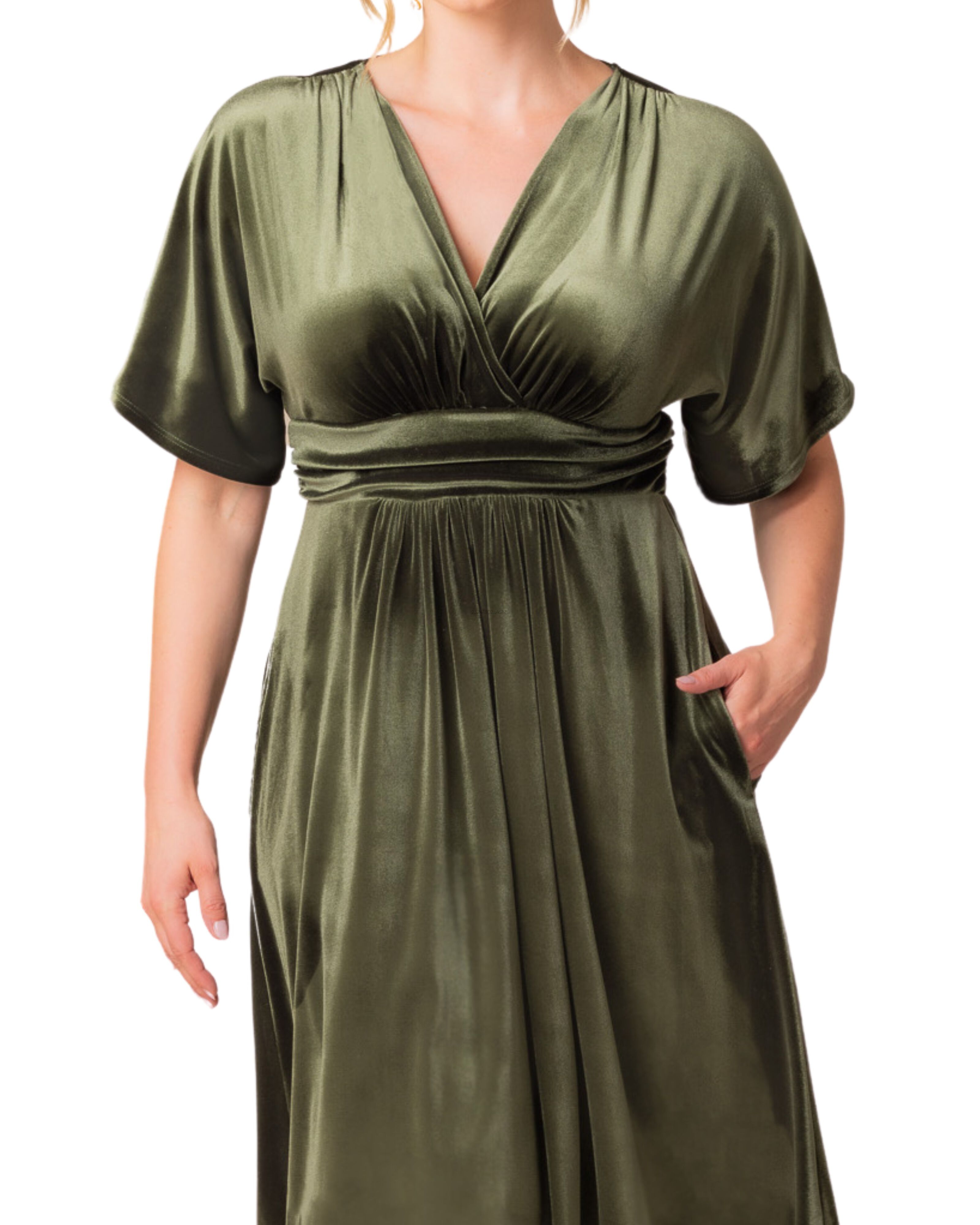 ANGELIC VELVET COCKTAIL DRESS, OLIVE / Olive Green, alternate image number 2