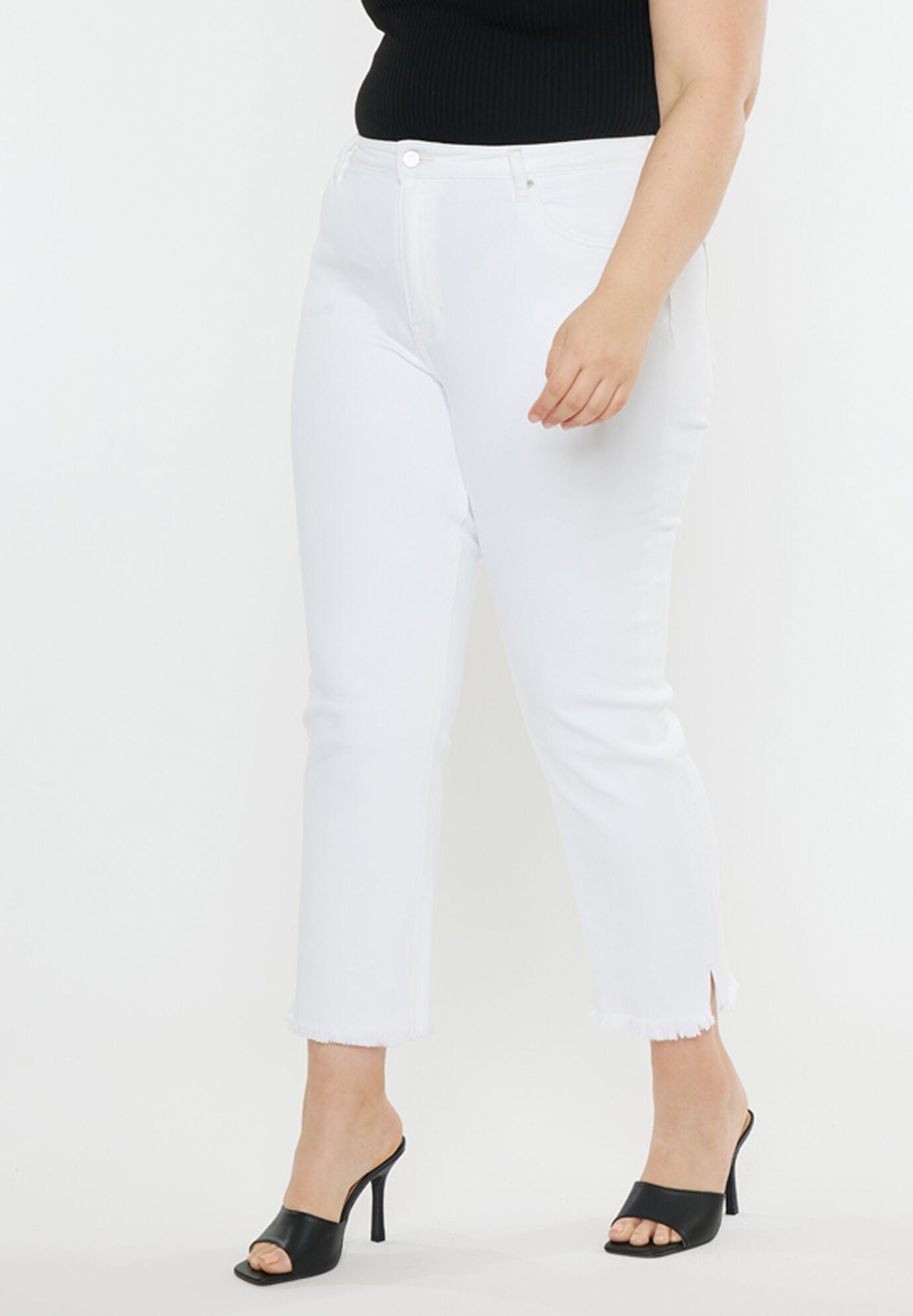Rita High Rise Slim Straight (Plus Size), White / White, alternate image number 2
